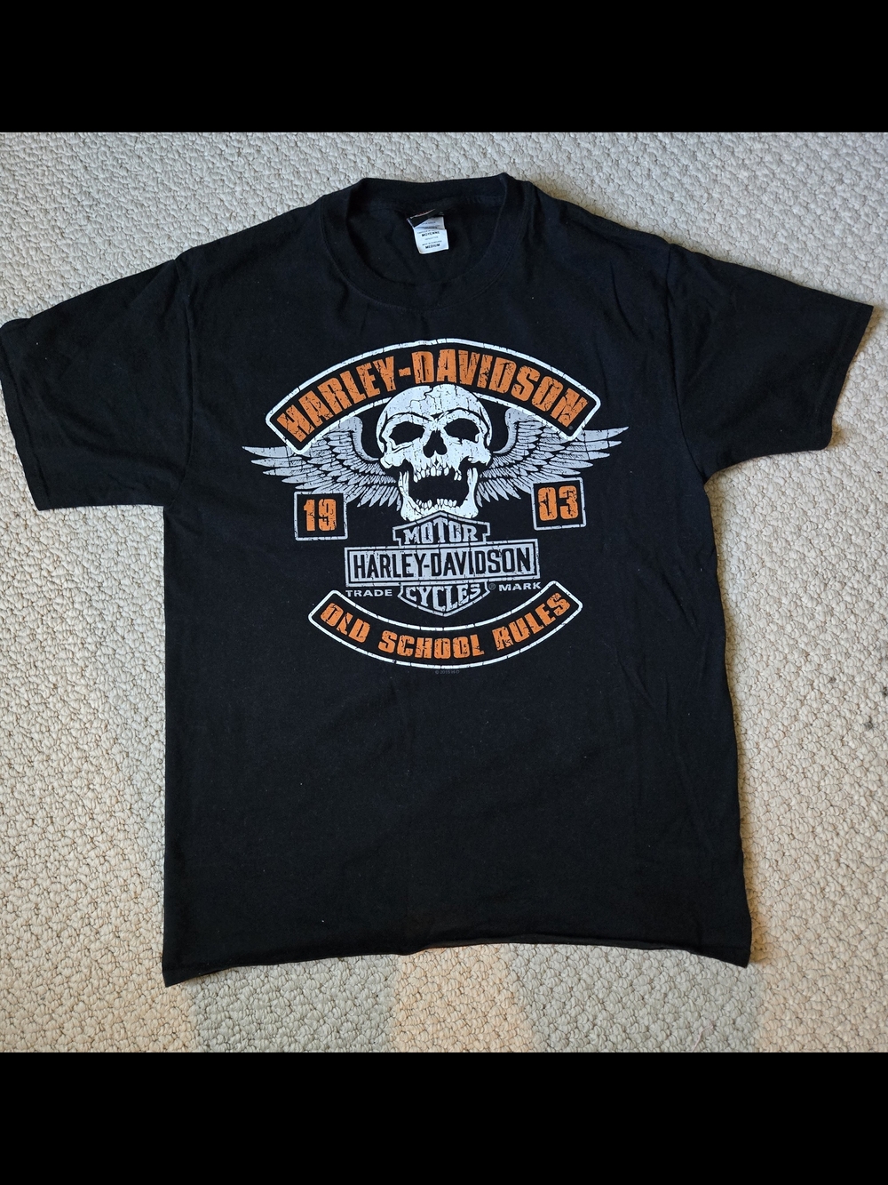 Harley-Davidson Black Graphic Skull Tee - Old School Rules